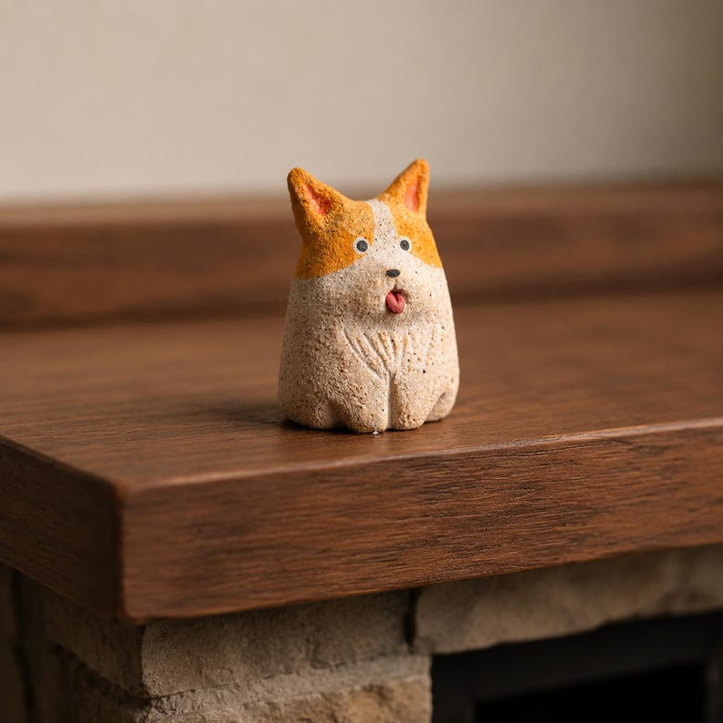 Keramik Corgi Diffusorstein, handbemalt, 5 cm breit, 6 cm hoch, passiver Aromatherapie-Duftspender für Schreibtisch, Nachttisch und Regal