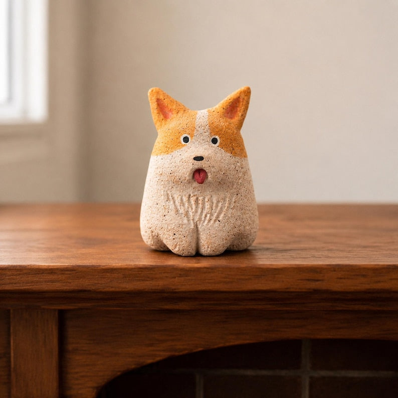 Keramik Corgi Diffusorstein, handbemalt, 5 cm breit, 6 cm hoch, passiver Aromatherapie-Duftspender für Schreibtisch, Nachttisch und Regal