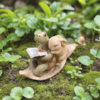 Schildkröten-Hase-Figur aus Kunstharz, liest Buch – Sammlerfigur für Bücherregal und Schreibtisch