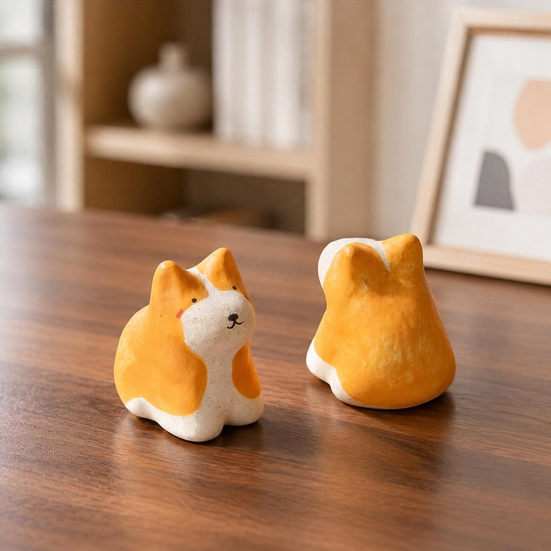 Handgefertigter Corgi-Brot-Diffusorstein aus poröser Keramik, 4–5 cm breit, 4–7 cm hoch, passiver Duftspender für Schreibtisch, Regal, Nachttisch