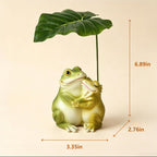 Frosch-Pärchen-Skulptur aus Kunstharz, umarmend unter Blätterschirm, 17,5 cm, moderne Landhaus-Deko