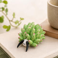 Keramik Blatt Schnecke Ornament, grüne Pflanzenfigur, kleine Tischdekoration, 7 × 6 cm, glänzende Glasur