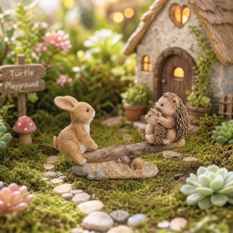 Wippenfigur aus Kunstharz: Hase und Igel, minimalistische Regaldekoration, 2 Größen