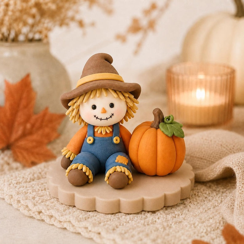 Handgefertigte Thanksgiving-Füllhorn-Figur, Herbstliche Erntedekoration aus Ton, 4 Ausführungen