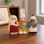 Handgefertigte Keramikfiguren, verspielte Hasen-Schreibtischdekoration, Kunstgeschenk, 5–7 cm Breite, 10–12 cm Höhe, 4 Designs