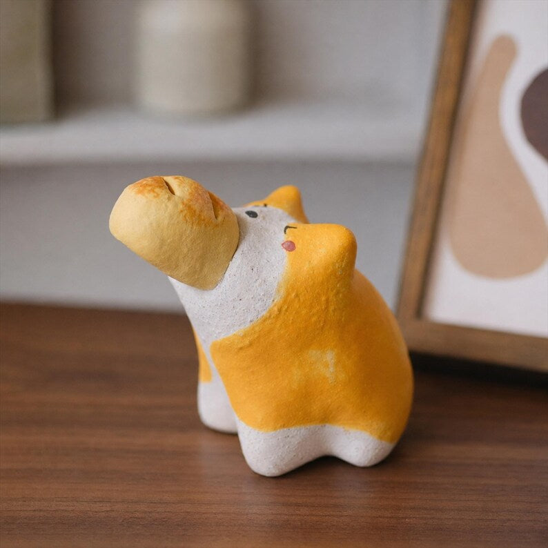 Handgefertigter Corgi-Brot-Diffusorstein aus poröser Keramik, 4–5 cm breit, 4–7 cm hoch, passiver Duftspender für Schreibtisch, Regal, Nachttisch