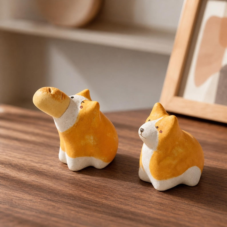 Handgefertigter Corgi-Brot-Diffusorstein aus poröser Keramik, 4–5 cm breit, 4–7 cm hoch, passiver Duftspender für Schreibtisch, Regal, Nachttisch