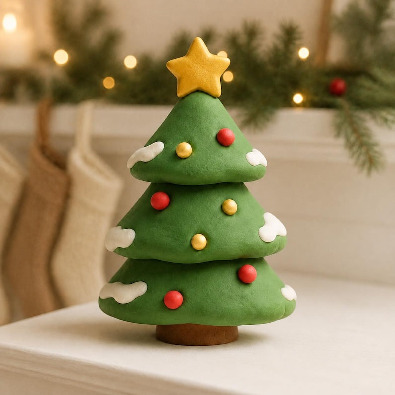Handgefertigte Rentierfigur aus ultraleichtem Ton, Weihnachtsdekoration für Regal und Kaminsims, 10-12,5 cm, 1 Stück