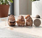 Igel-Statuen-Set aus Kunstharz, 3-teiliges Set mit Holztier-Skulpturen, Dekorative Tischfiguren für Zuhause