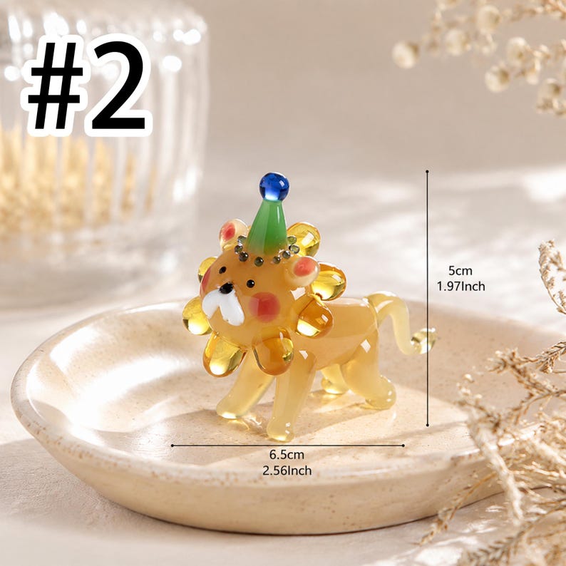 Mundgeblasene Mini-Tierfiguren aus Glas, Löwen- und Bienen-Skulpturen, 2,5–5 cm, Tischdekoration, Sammlerstück
