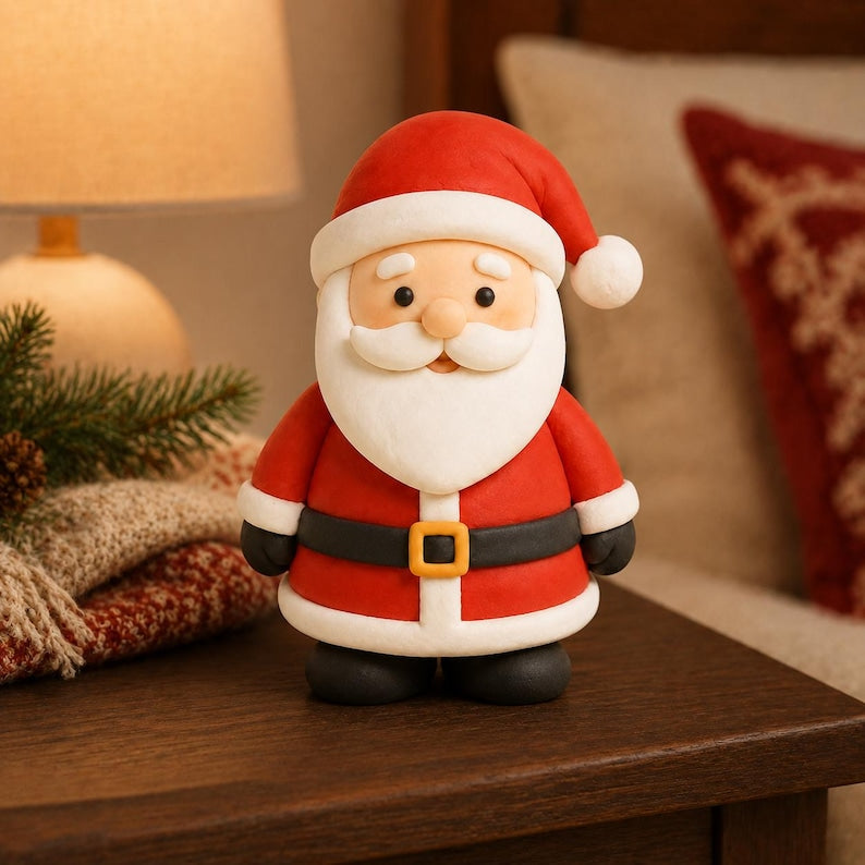 Handgefertigte Rentierfigur aus ultraleichtem Ton, Weihnachtsdekoration für Regal und Kaminsims, 10-12,5 cm, 1 Stück