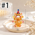 Mundgeblasene Mini-Tierfiguren aus Glas, Löwen- und Bienen-Skulpturen, 2,5–5 cm, Tischdekoration, Sammlerstück
