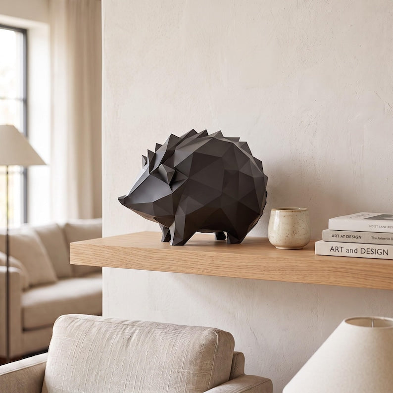 3D gedruckter Low Poly Igel – Moderne Igel Deko Tierfigur & Skulptur – Herbstdeko Geschenk